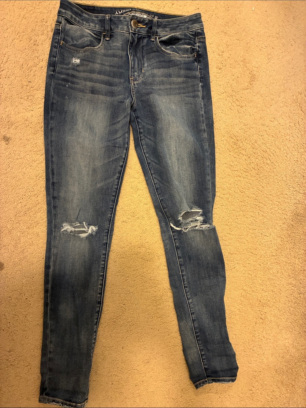 American Eagle Outfitters Skinny Jeans - Medium Blue Distressed